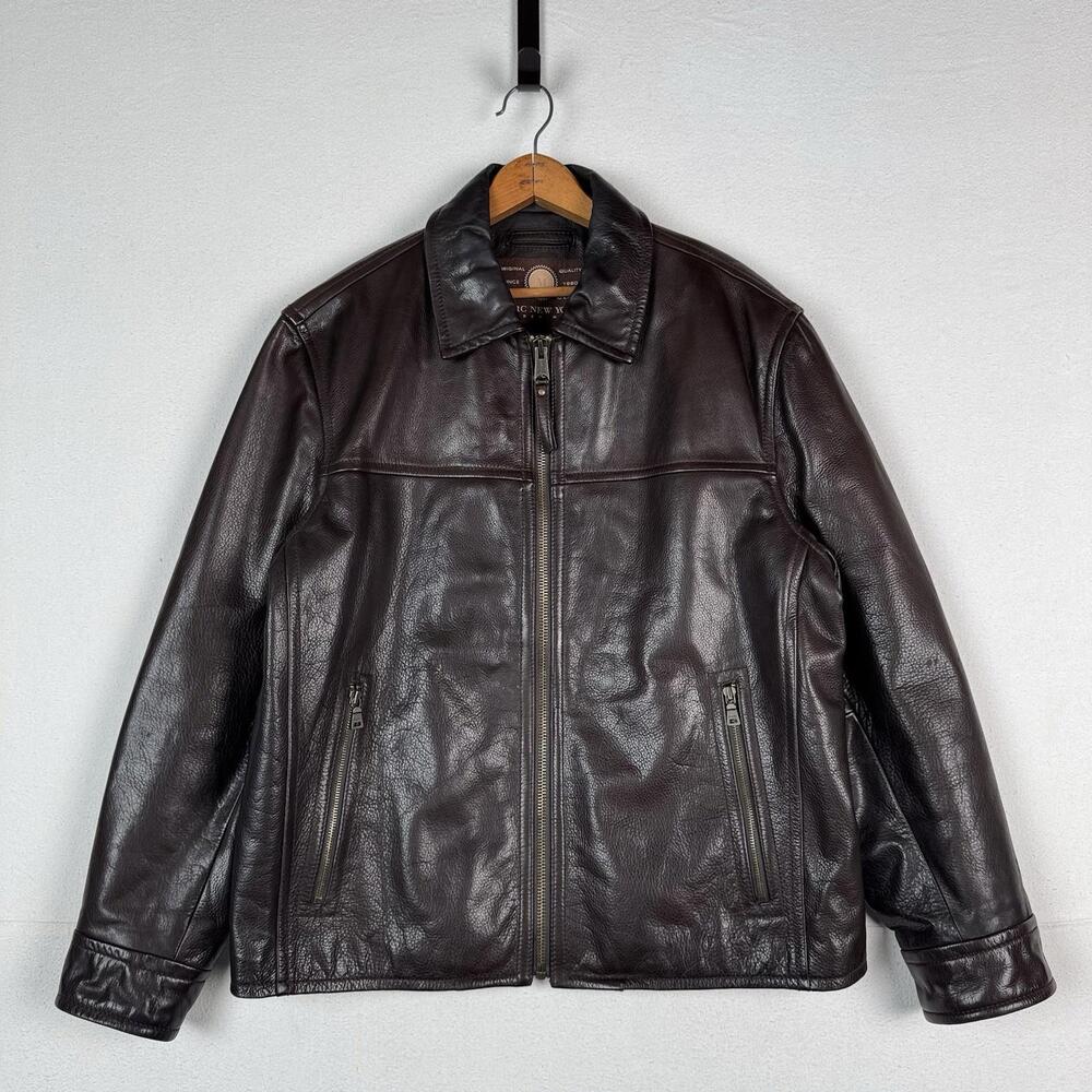 Marc New York Men’s Large 100% Leather Bomber Jacket Soft Dark Brown P2P: 24”‎